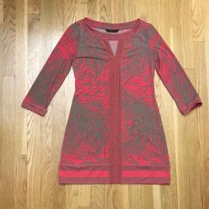 BCBG Pink and Gray Patterned Dress